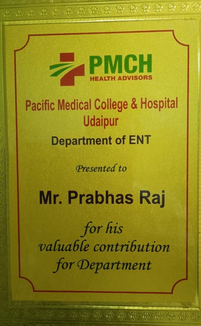 Recognition Plaque – Pacific Medical College & Hospital