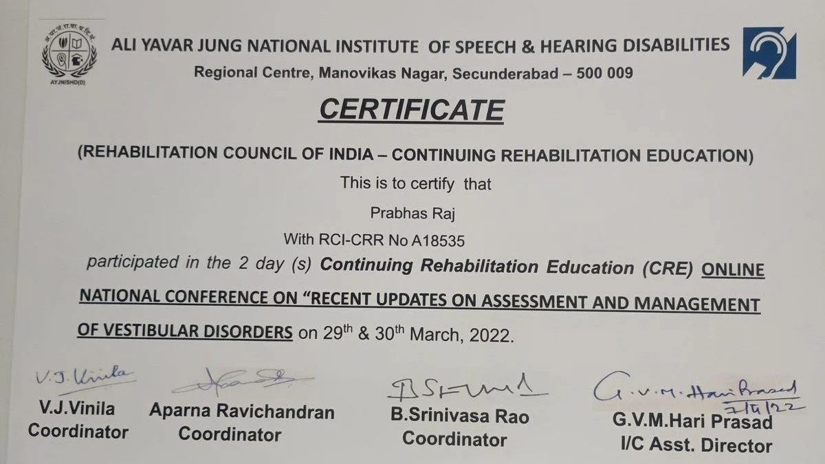 AYJNISHD – National Conference on Vestibular Disorders 2022