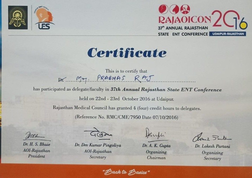 37th Annual Rajasthan State ENT Conference RAJAICON 2016
